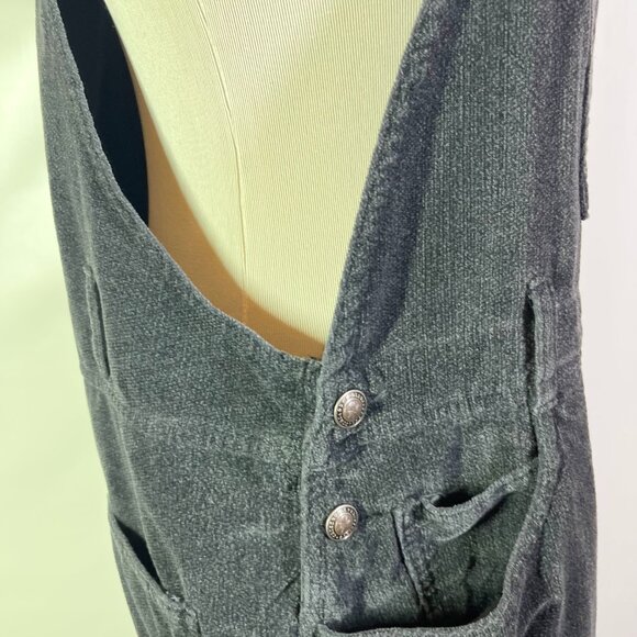 Vintage 90s Crossroads Size L Dark Grey Velvet Overalls Cotton - Picture 9 of 13